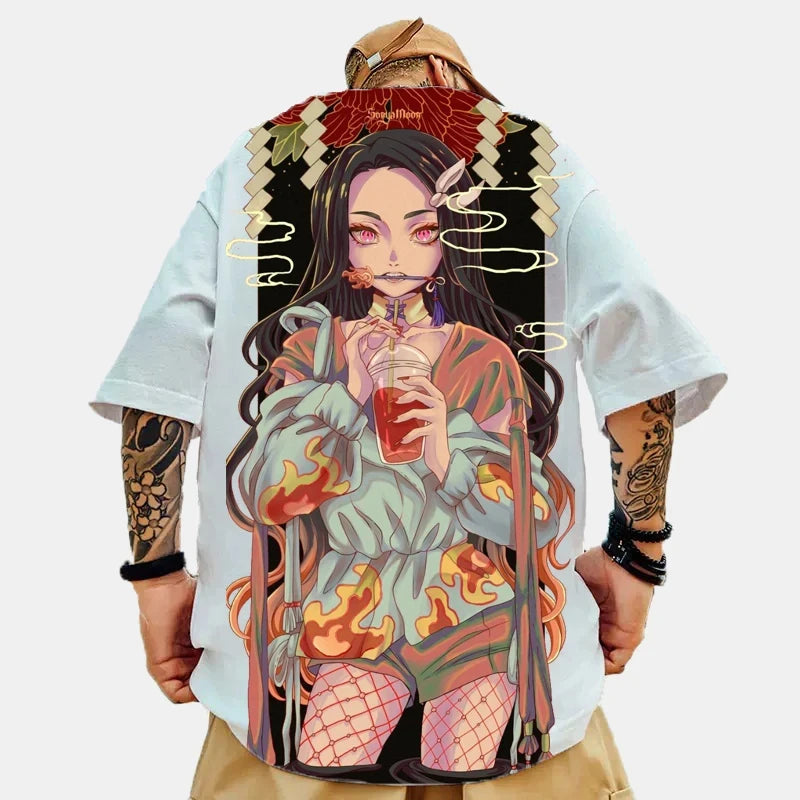 Anime Print Shirt Men