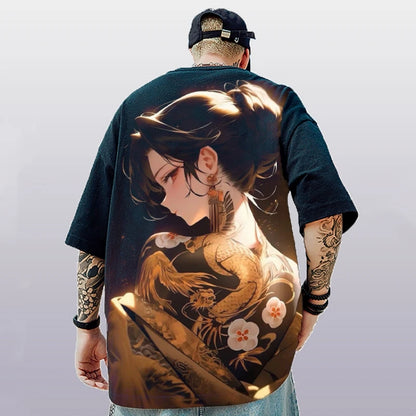 Girl Print Oversized T-Shirt Men