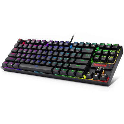 RGB Backlit Wired Keyboard with Red Switches for Windows Gaming PC 87 Keys