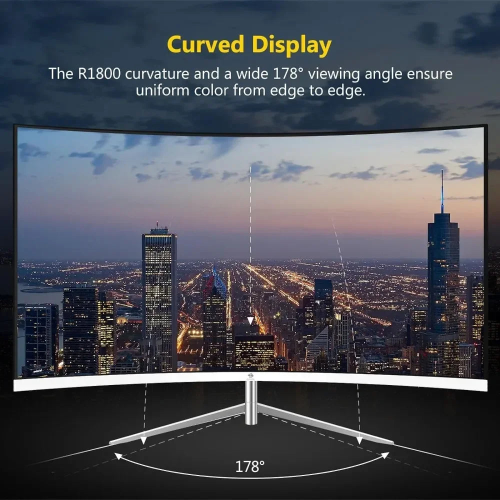 27-inch Curved Gaming Monitor, Full HD 1080P 1920x1080 LED Backlight Monitor, with 75Hz Refresh Rate and Eye-Care Technology