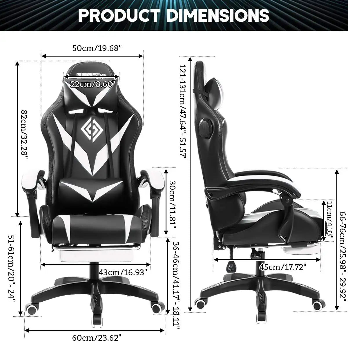 135 Degrees RGB Light Bluetooth Speaker Gaming Chair