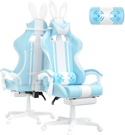 Light Blue  Ergonomic Gaming Chair with Bunny Ears