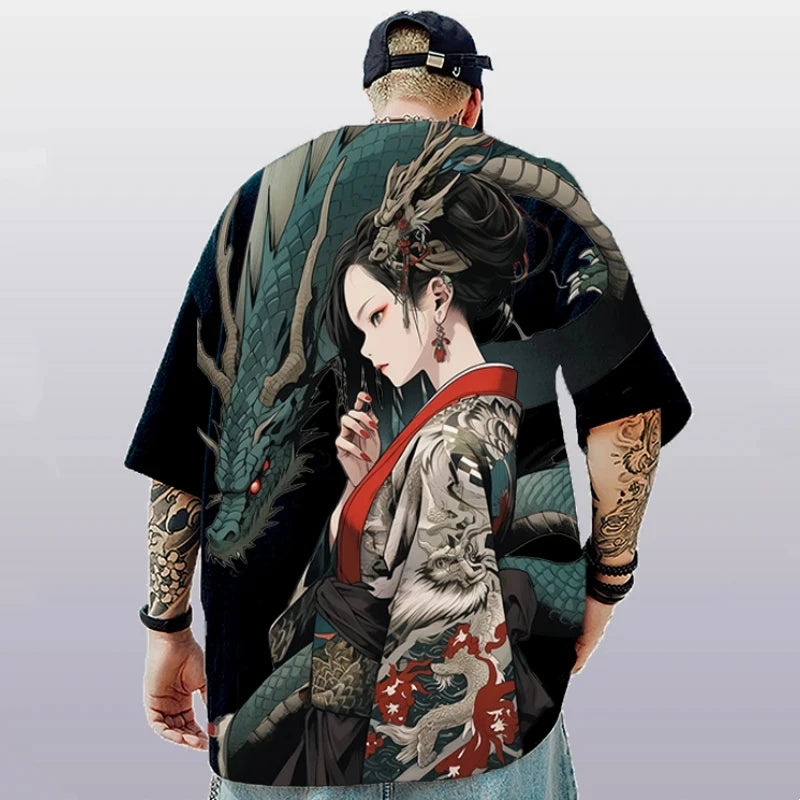 Anime Print Shirt Men