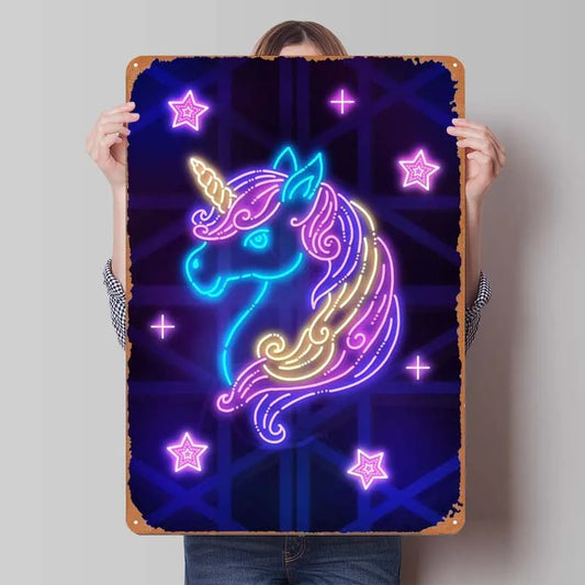 Unicorn Neon Metal Poster