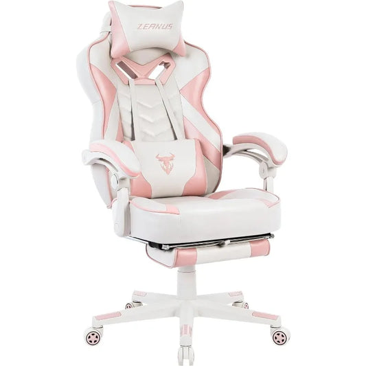 Zeanus Pink Gaming Chair Gaming Chair with Footrest